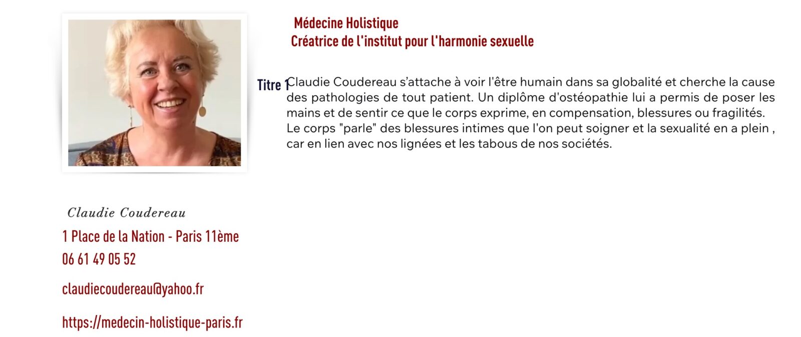 Institut pour l'harmonie sexuelle - Claudie Coudereau